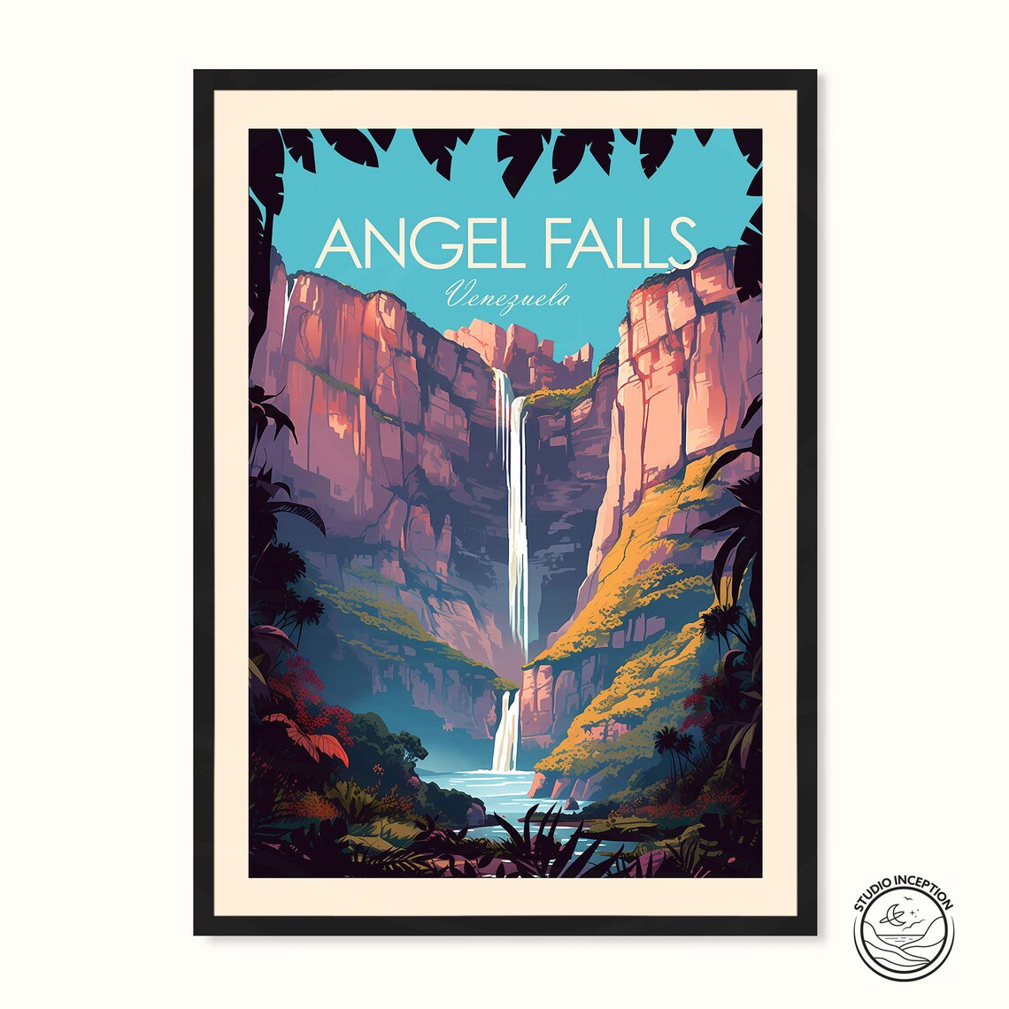 Angel Falls Venezuela Travel Poster Print