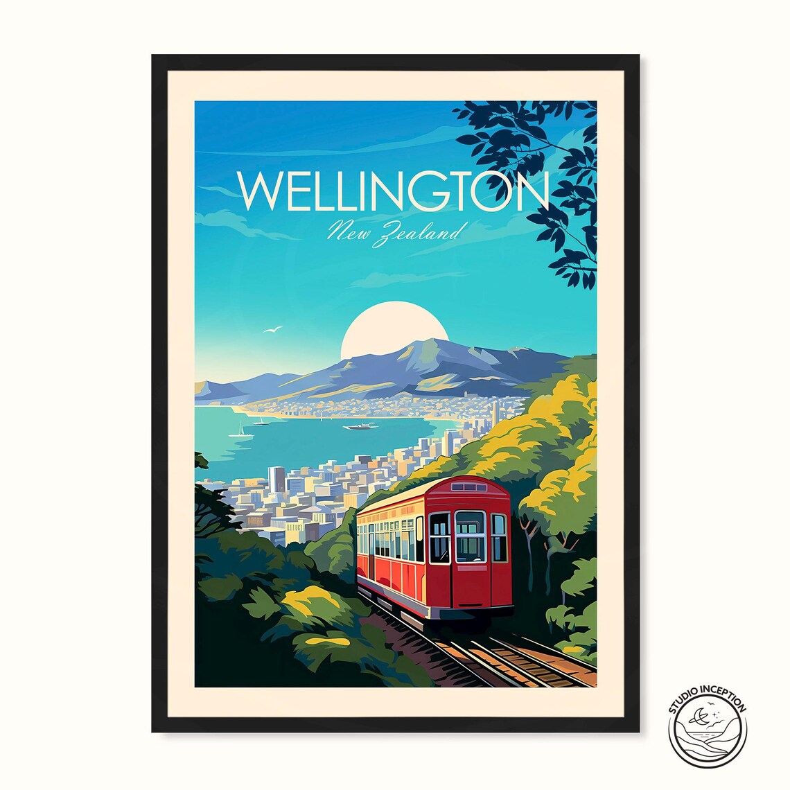 Wellington Traditional Travel Poster, New Zealand