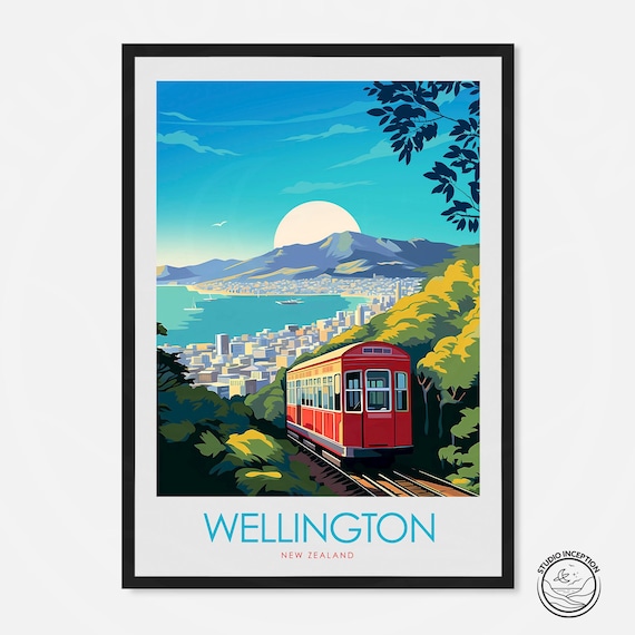 Wellington, New Zealand Travel Poster, Harbor City