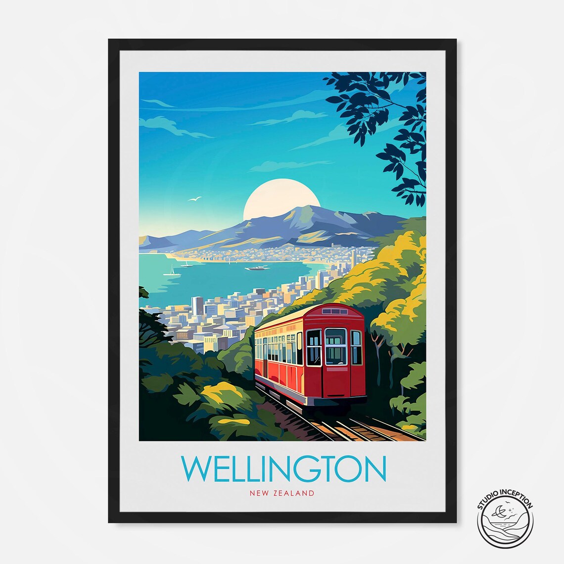 Wellington, New Zealand Travel Poster, Harbor City