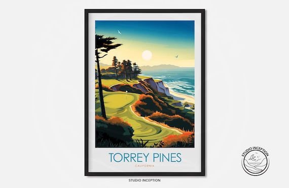 Torrey Pines Golf Course California Pacific Cliffs Minimal Poster
