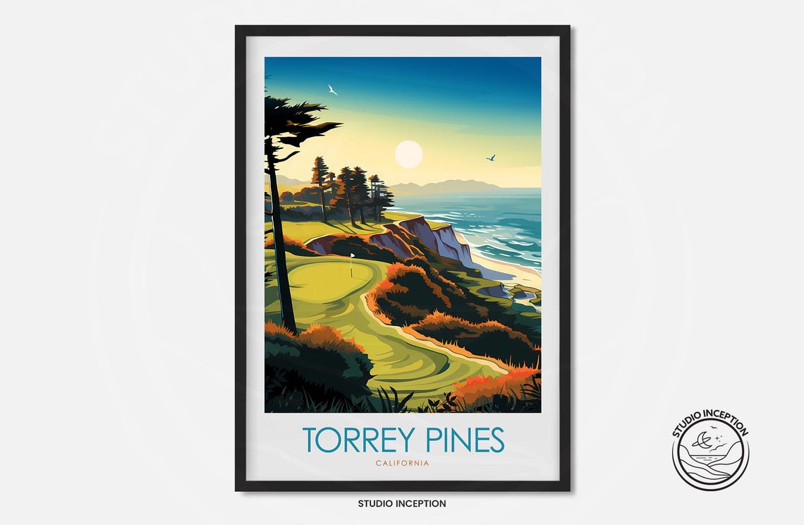 Torrey Pines Golf Course California Pacific Cliffs Minimal Poster