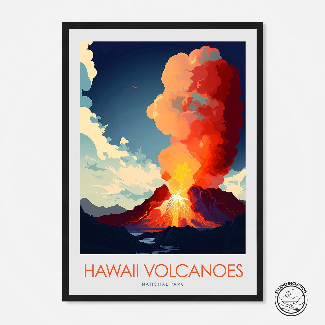 Hawaii Volcanoes Travel Poster, The Big Island