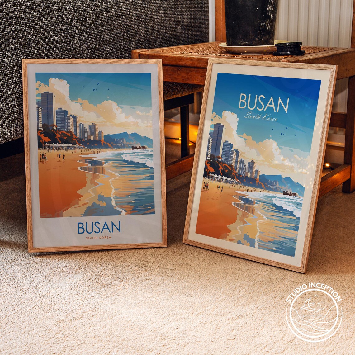 Busan South Korea Print Busan Travel Poster Framed Travel Art Of Busan Beach Scene Custom Travel Gift Gallery Wall Art Home Decor - Image 2