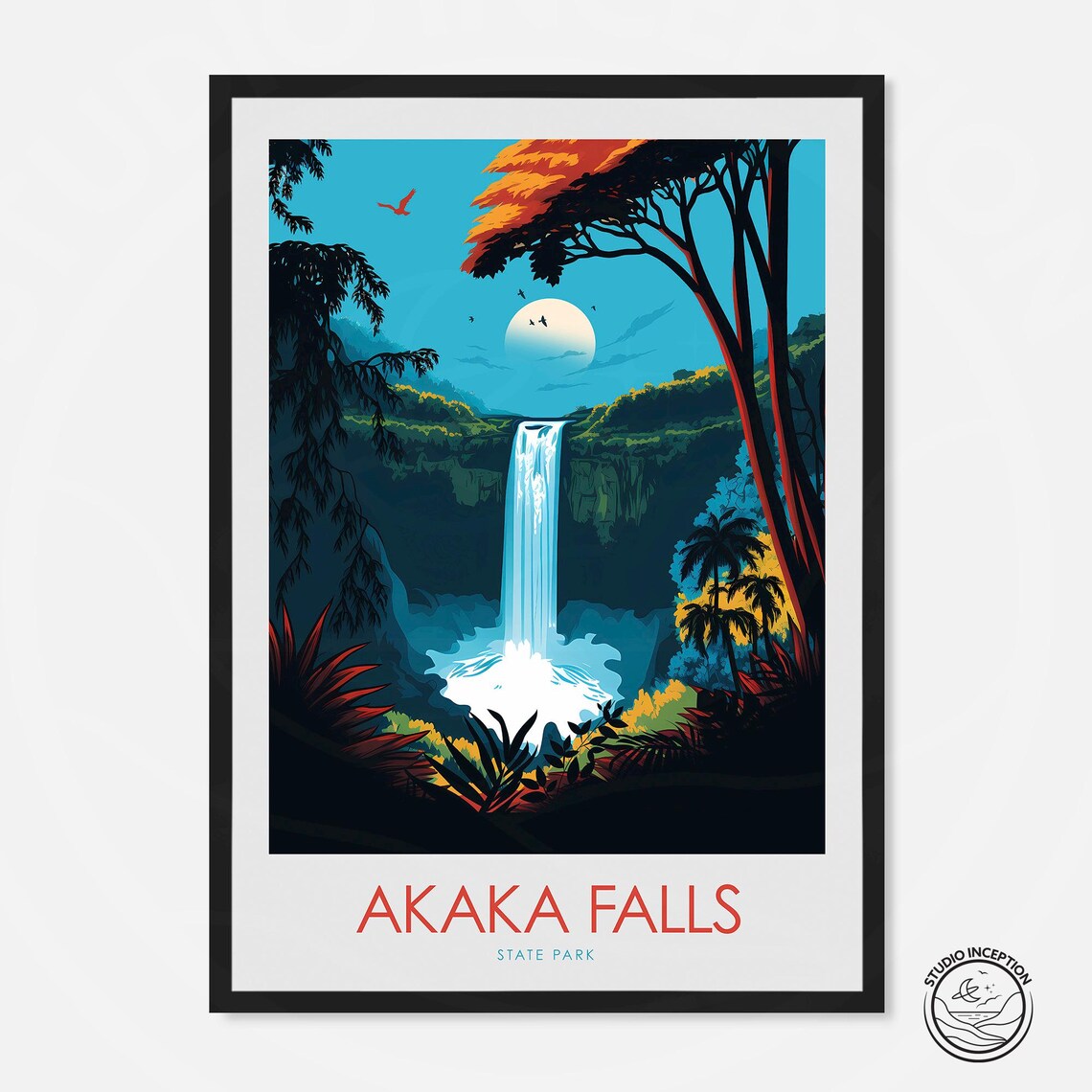 Akaka Falls Travel Poster, Nature Wall Art Print