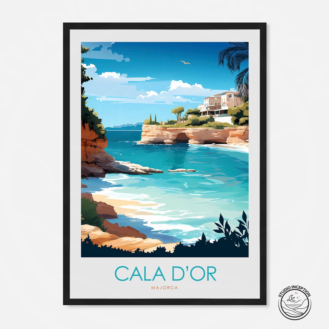 Cala Dor Travel Poster, Mallorca Personalised Gift