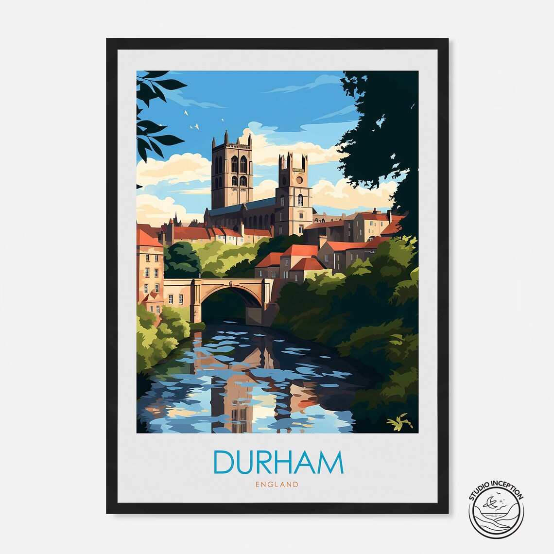 Durham England Travel Poster, Wall Art Print