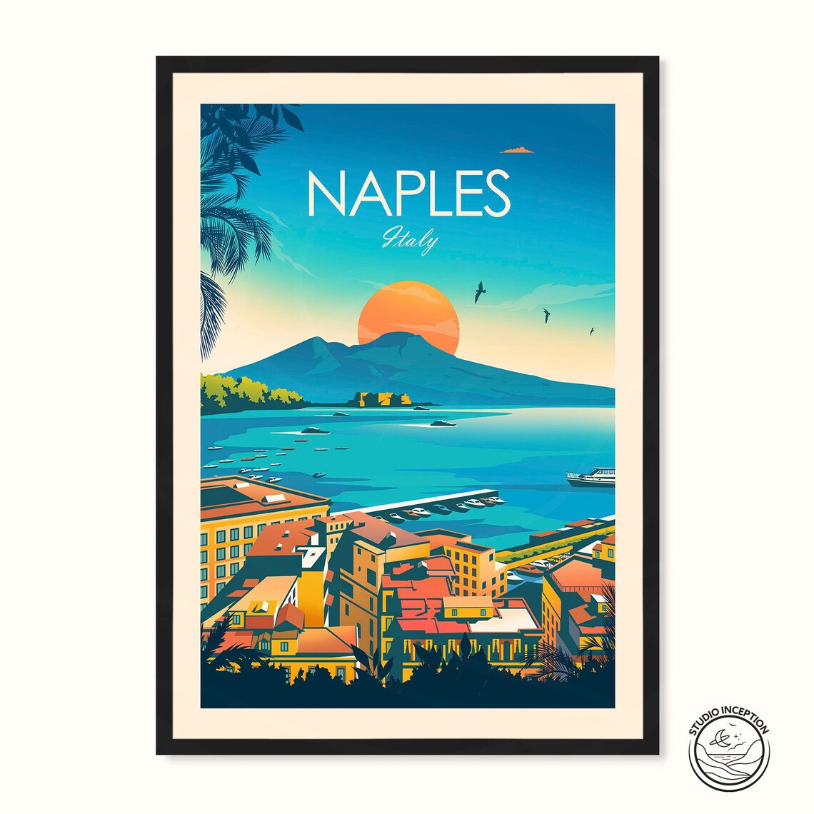 Naples, Italy Travel Poster, Place Print