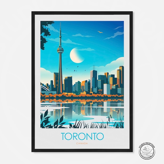 Toronto Skyline Travel Poster, Canada Cityscape