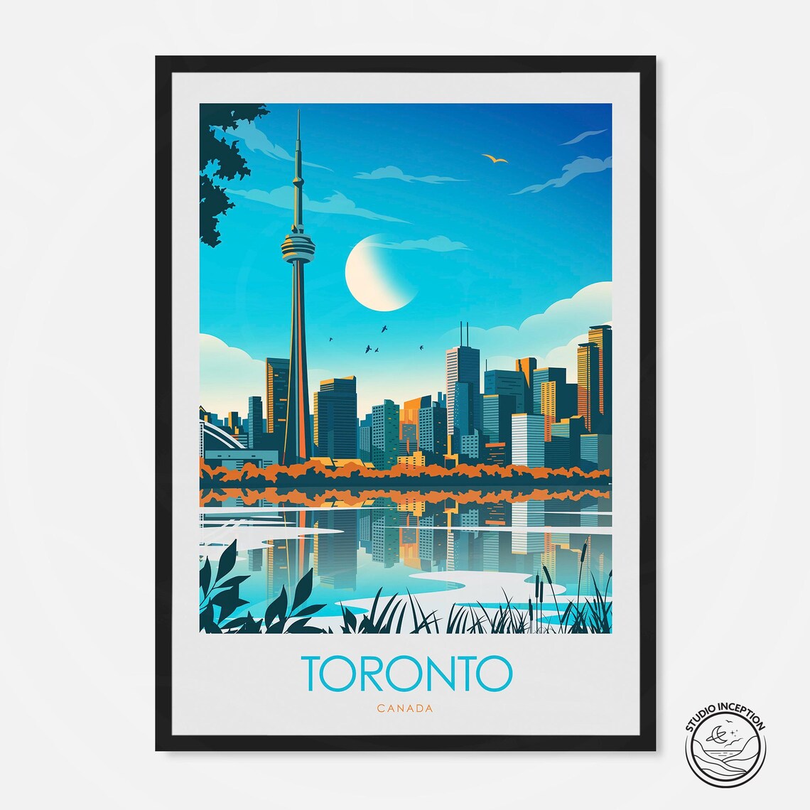Toronto Skyline Travel Poster, Canada Cityscape