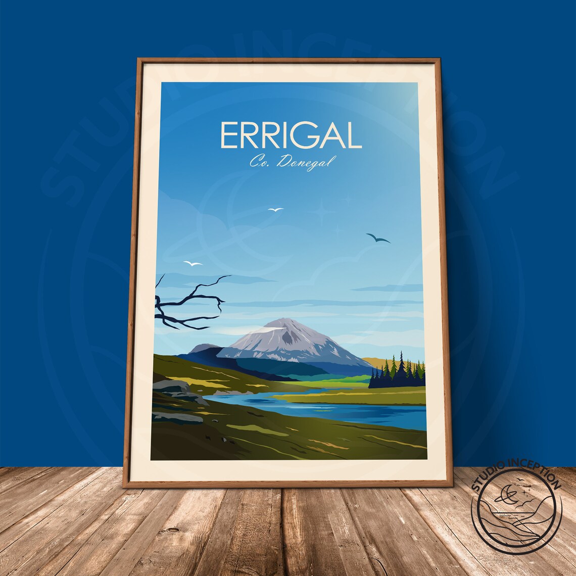 Donegal Errigal Ireland Travel Poster, Mountain View - Image 2