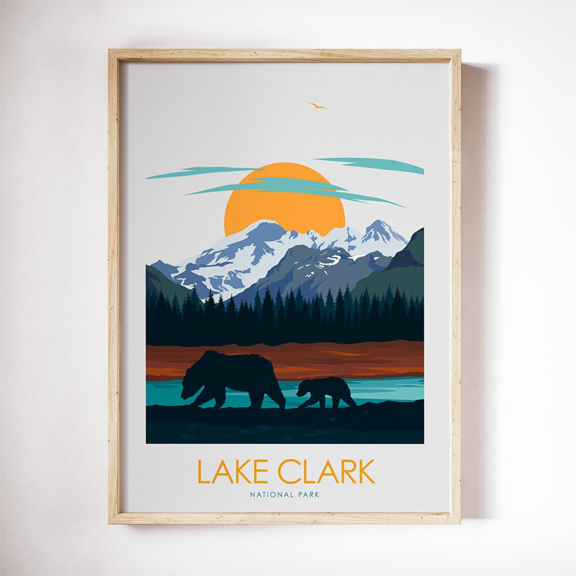 Lake Clark National Park Alaska Bears Peaks Vintage Travel Poster - Image 3
