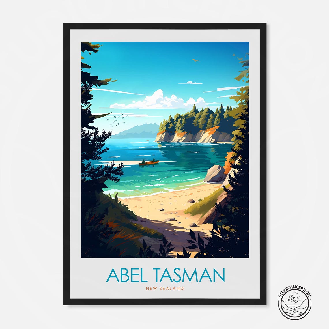 Abel Tasman Poster New Zealand Travel Art Abel Tasman National Park Wall Art New Zealand Wall Hanging Home Dcor Framed Custom Travel Gift
