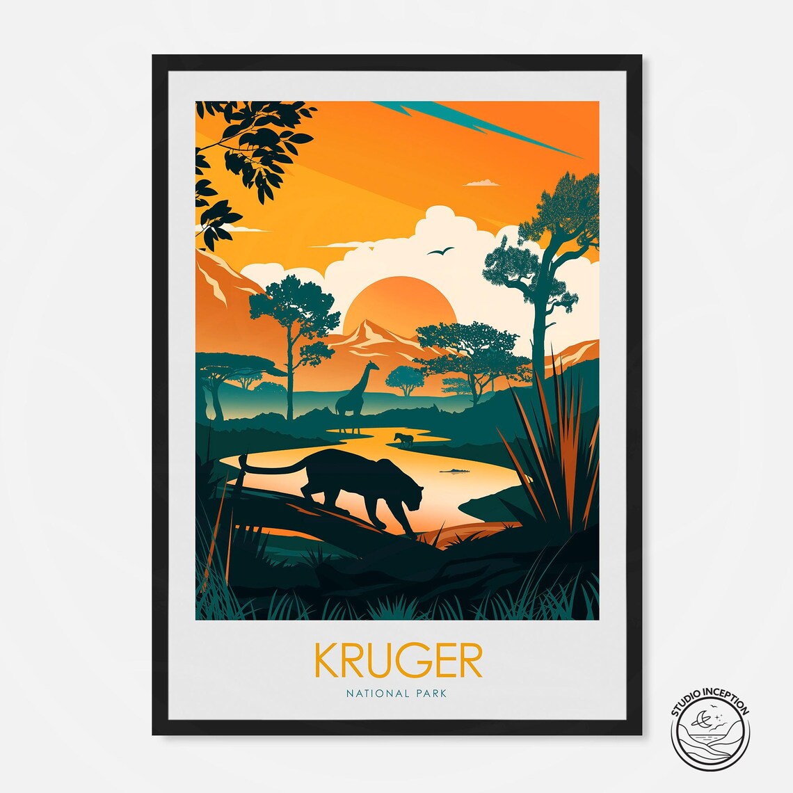 Kruger National Park Travel Poster, Africa Art Print