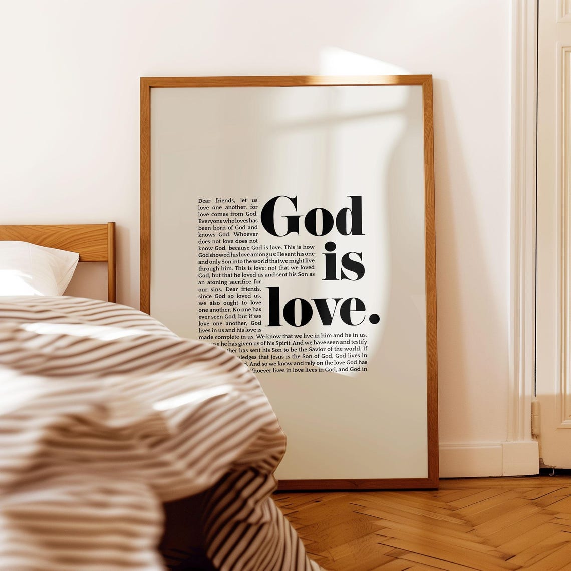 Christian Bible Verse Print God Is Love 1 John 4 Artwork Baptism Gift Scripture Bible Verses About Love Love Verse - Image 5