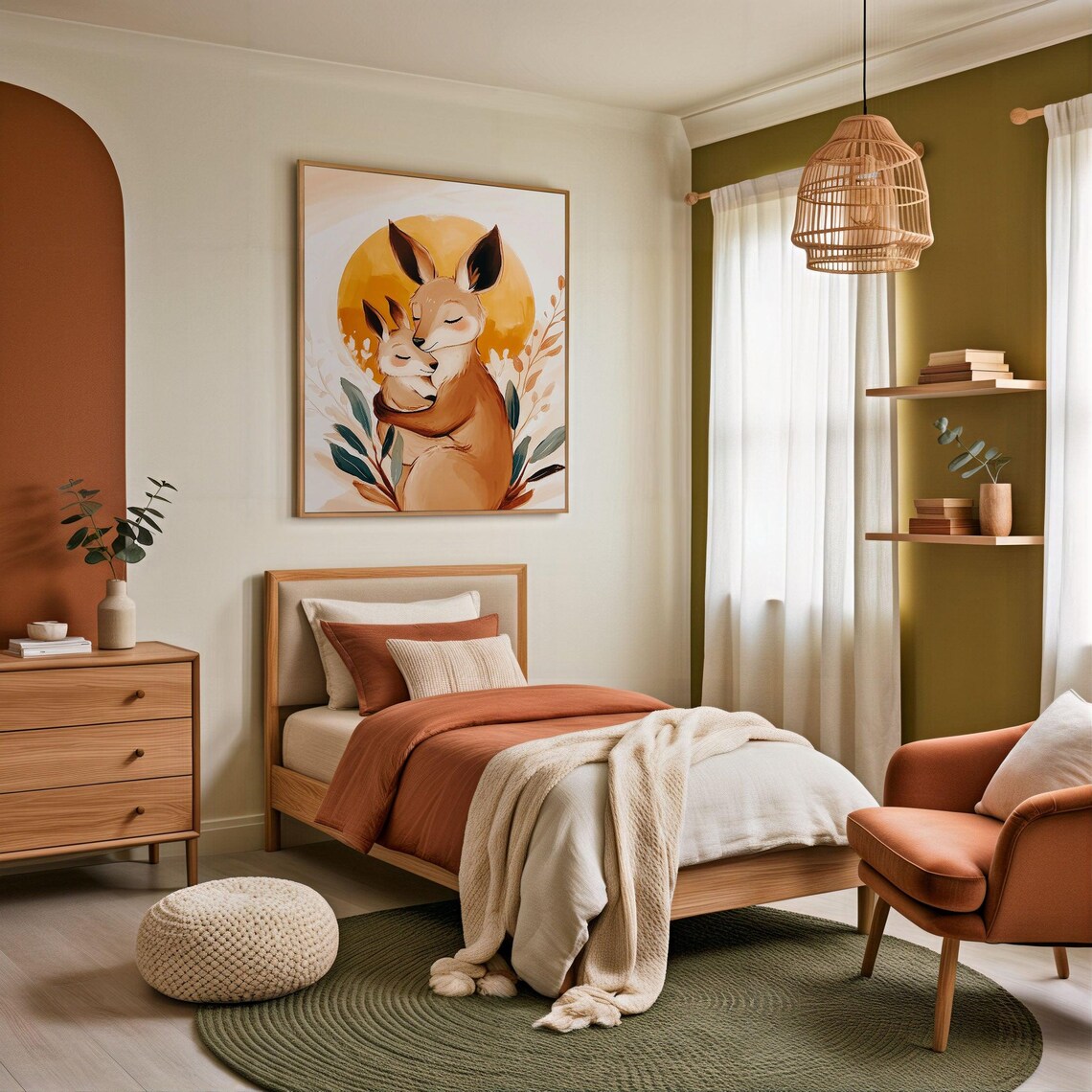 Affectionate Kangaroo Nursery Decor, Australian Animal - Image 2