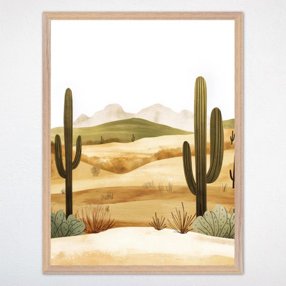 Mountain Nursery Wall Art Desert Mountain Gender Neutral Kids Room Decor Earthy Nature Framed Poster Abstract Mountain Art