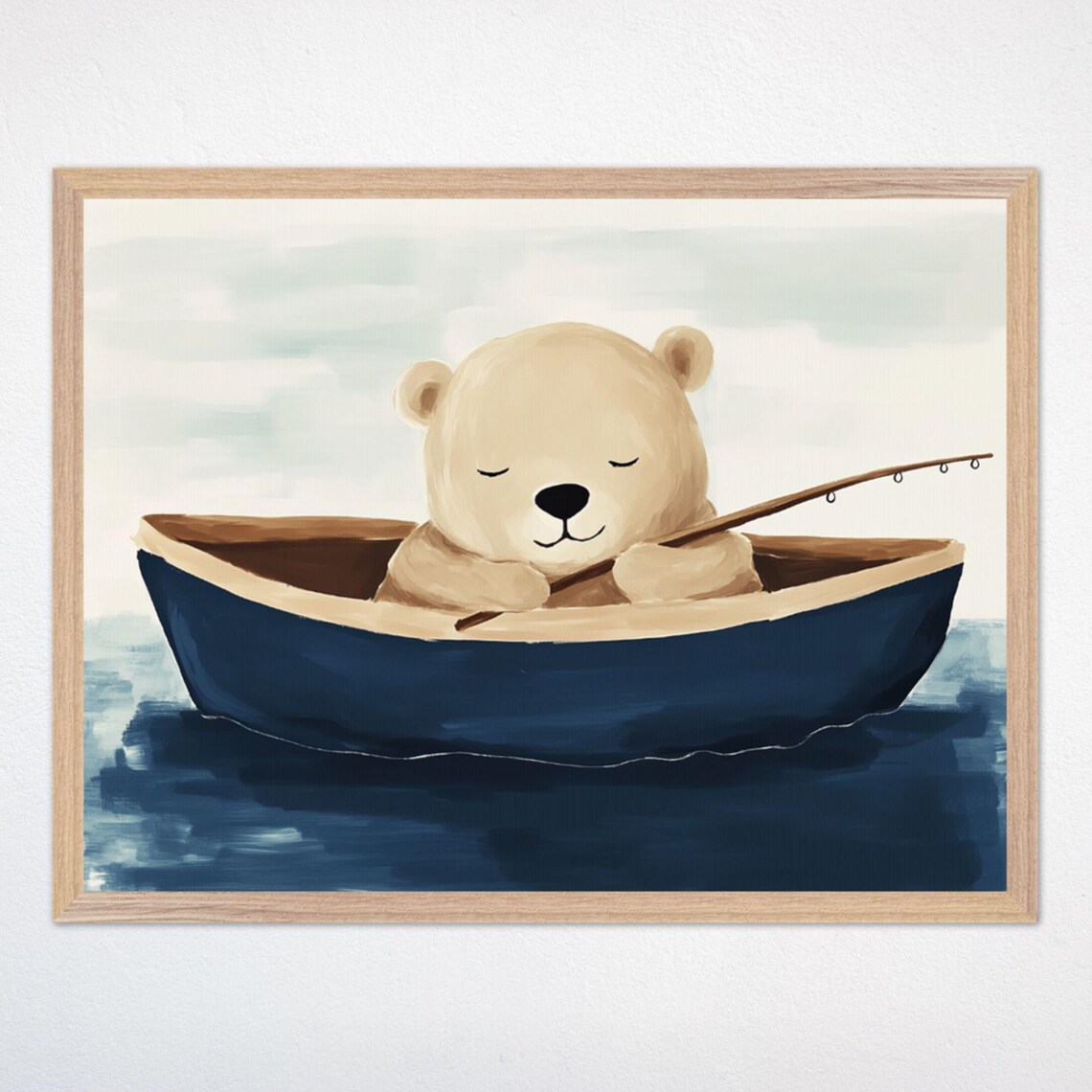 Fishing Bear Nursery Poster, Whimsical Kids Decor