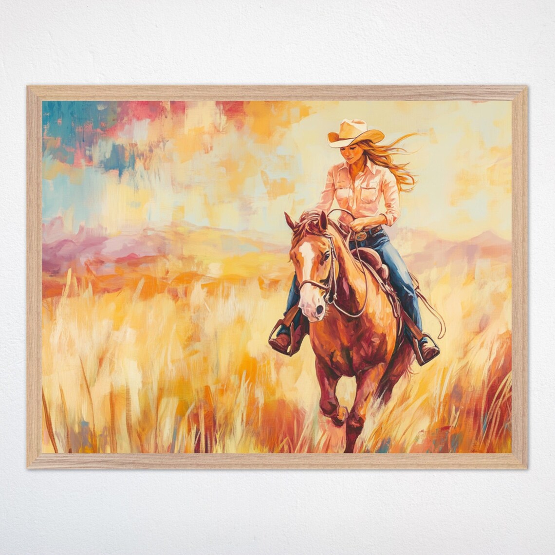 Cowgirl Western Wall Art Horse Riding Cowgirl Poster Rustic Western Decor For Girls Room