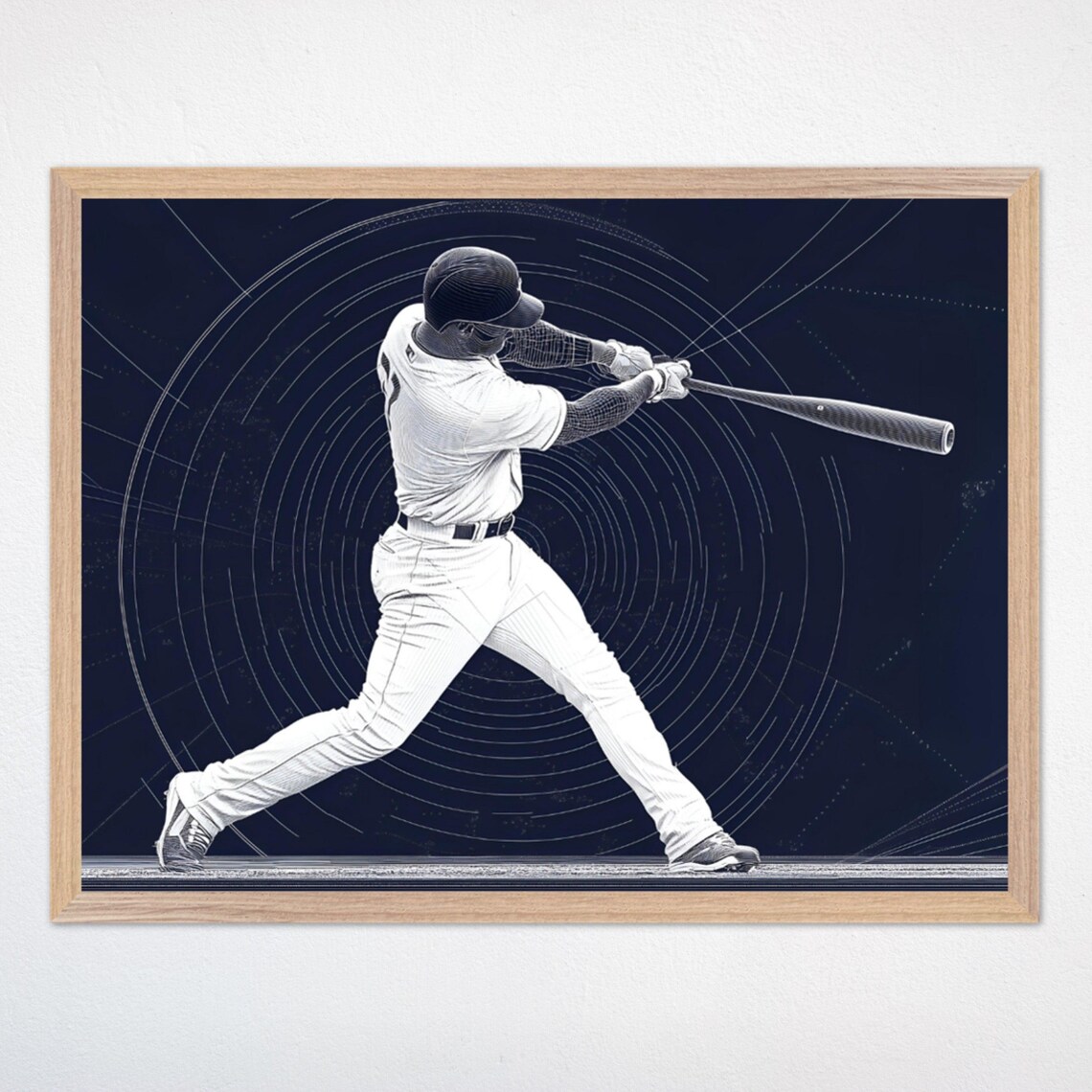 Baseball Athlete Swinging Bat, Boys Room Art Print