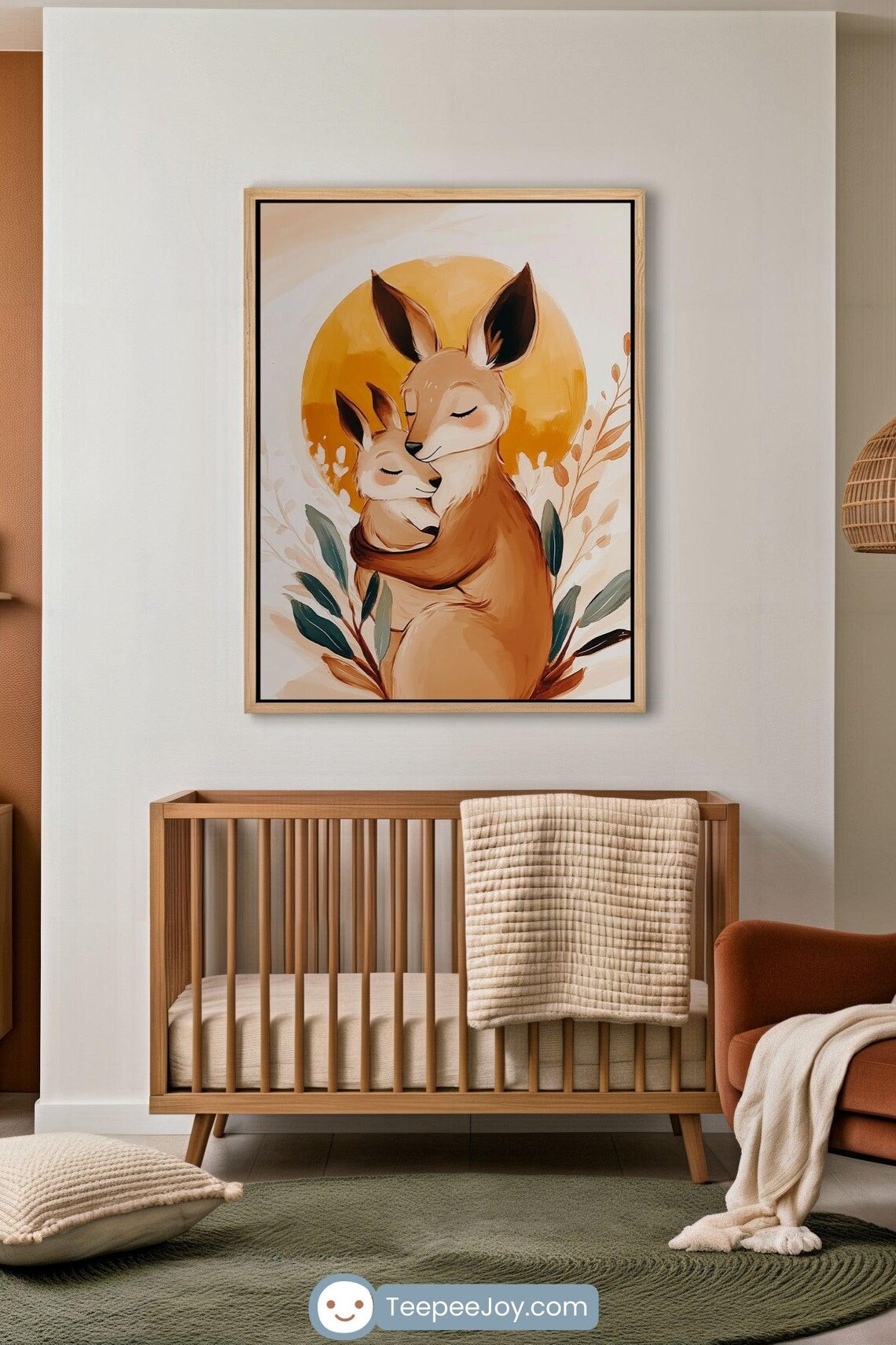 Affectionate Kangaroo Nursery Decor, Australian Animal - Image 3