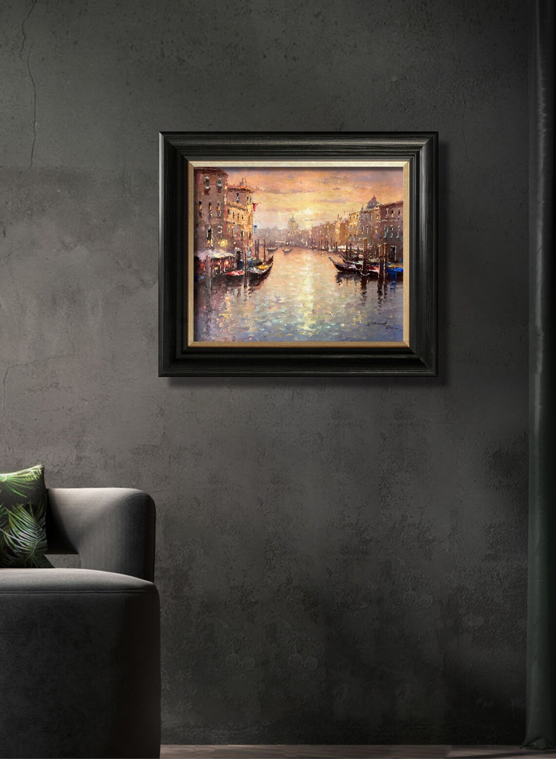 Venice Grand Canal Sunset Golden Water Gondolas Travel Poster - Image 2