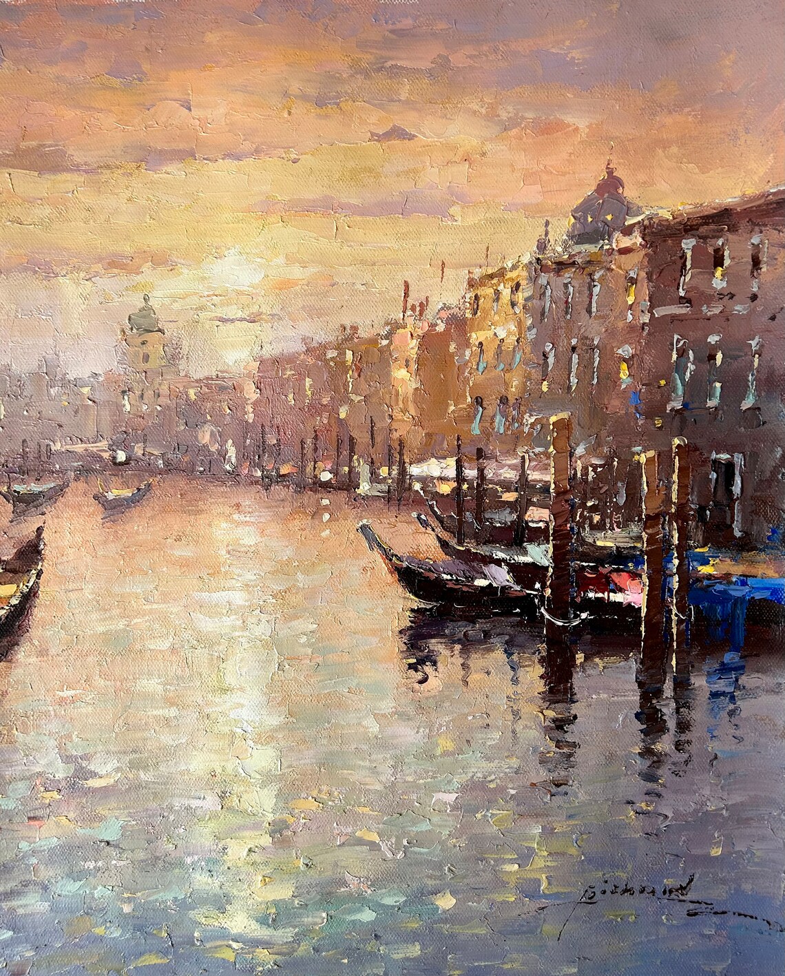 Venice Grand Canal Sunset Golden Water Gondolas Travel Poster - Image 5