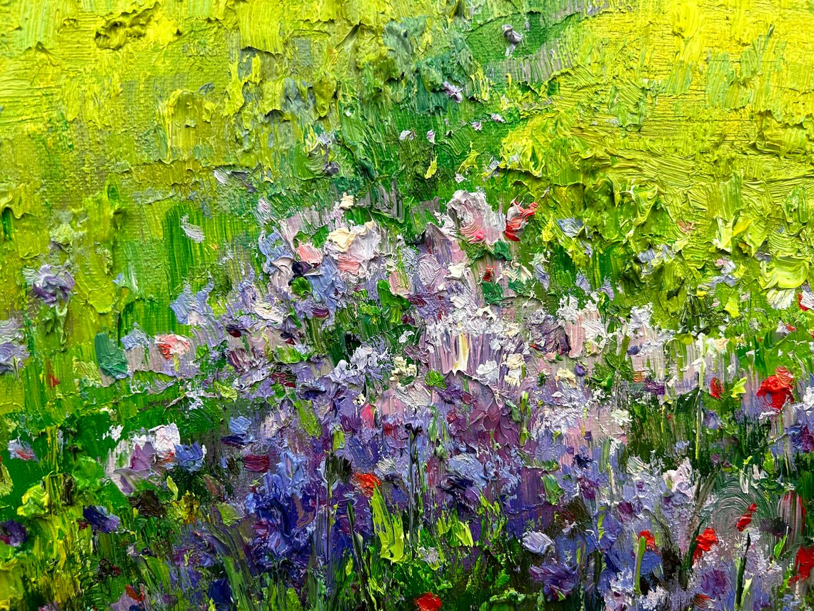 Wildflower Meadow Purple Blooms Dramatic Blue Sky Oil Poster - Image 3
