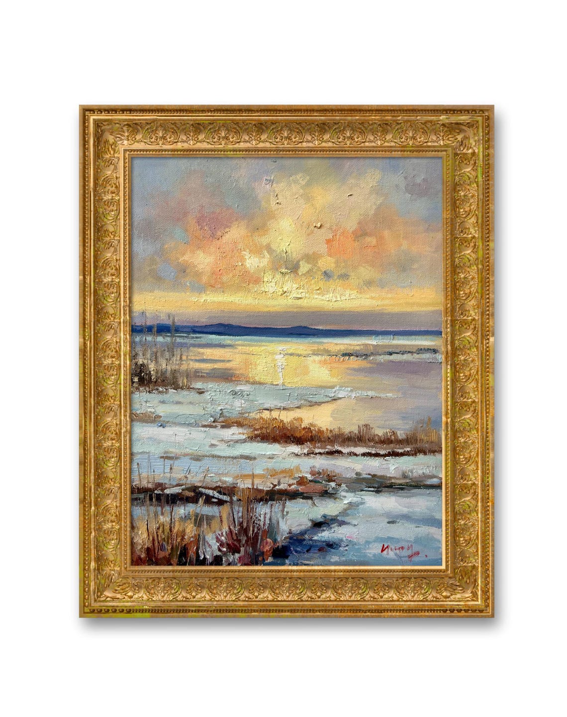 Snow Scene Oil Painting In The Sun Home Oil Painting Decoration Living Room Wall Art Unforgettable Gifts Landscape Painting