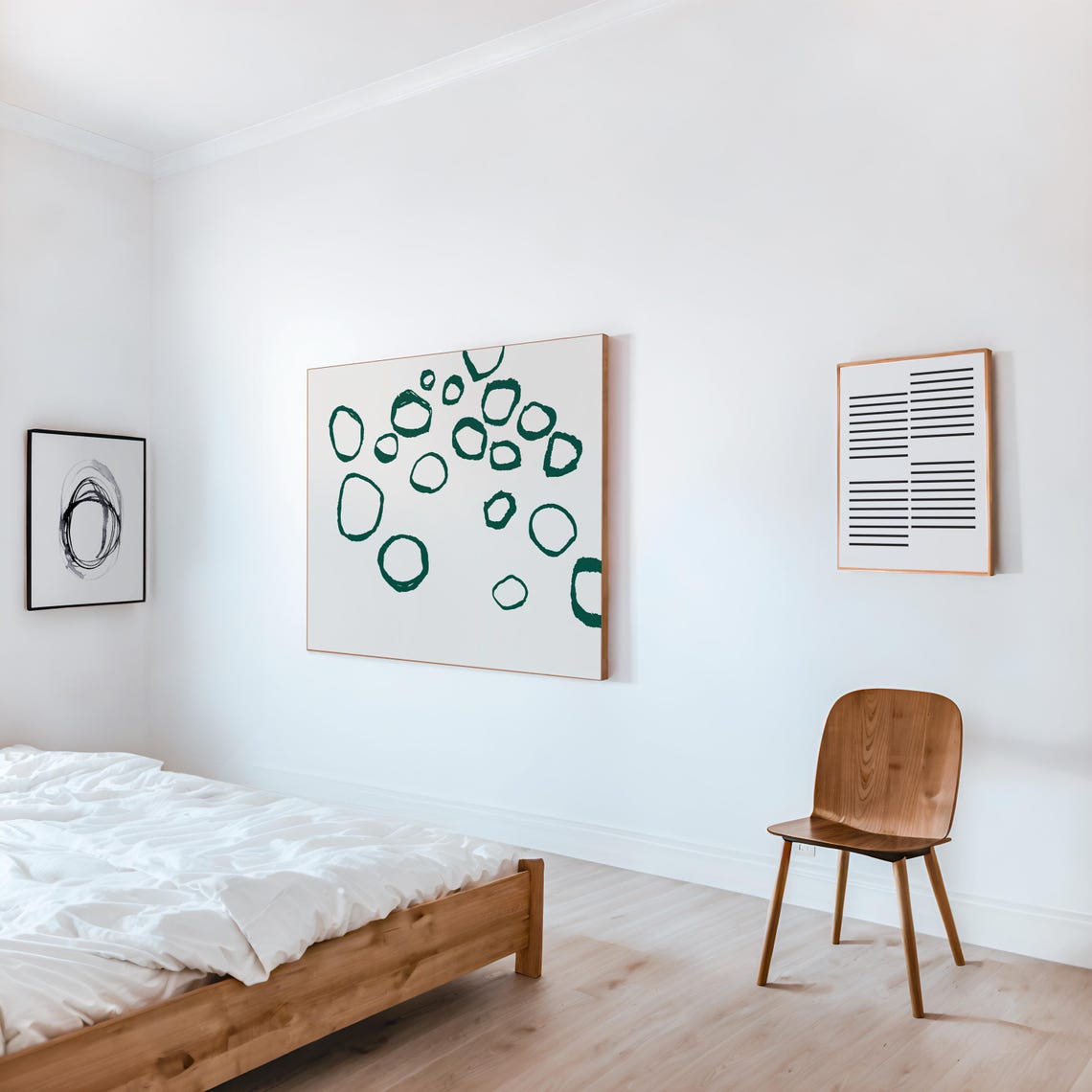 Green Organic Circles Line Minimalist Modern Abstract Poster - Image 3