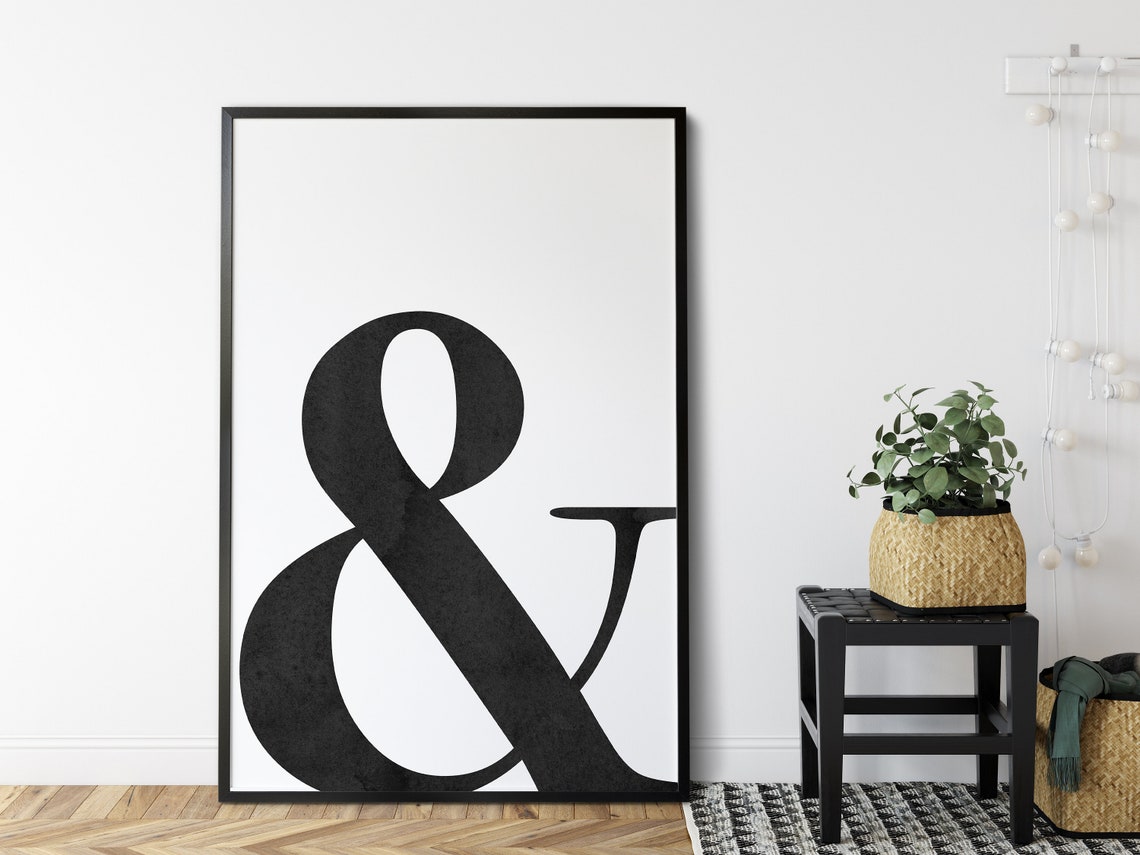 Black Ampersand Symbol Minimalist Monochrome Scandinavian Poster