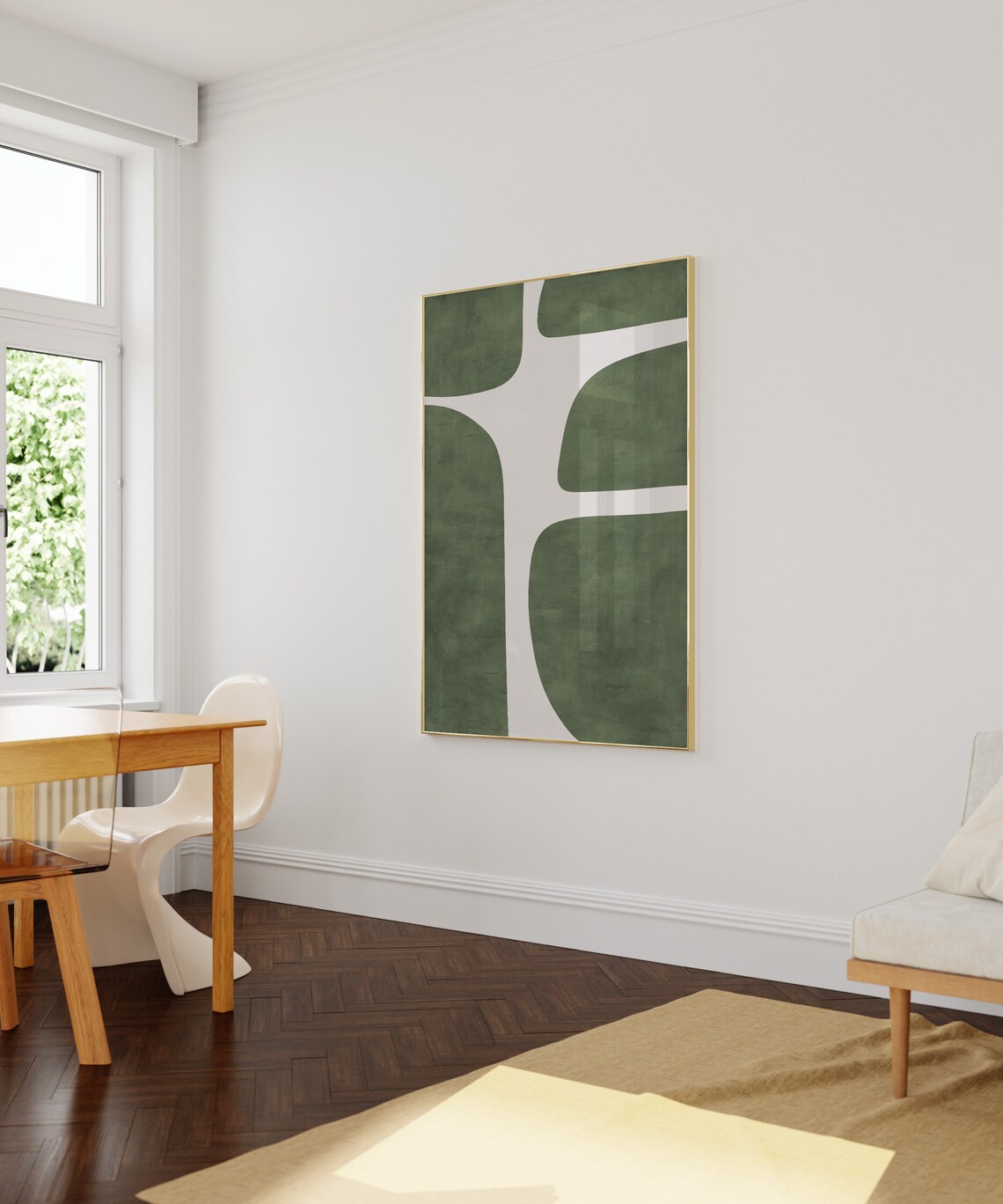Modern Green Beige Minimalist Mid-Century Poster - Image 7