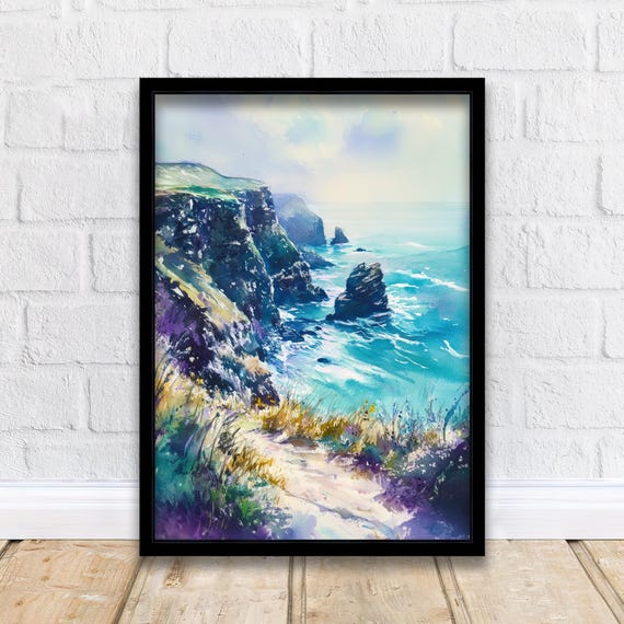 Tintagel Cornwall Travel Poster Print England Wall Art Coastal Castle Decor Gift For Uk History Lovers And Fans Of Scenic Legendary