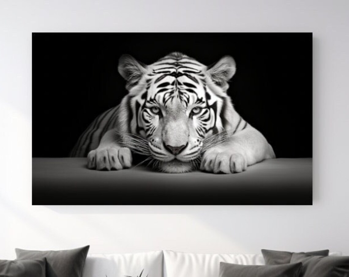 Tiger Luxury Design, Black And White Wall Art Print
