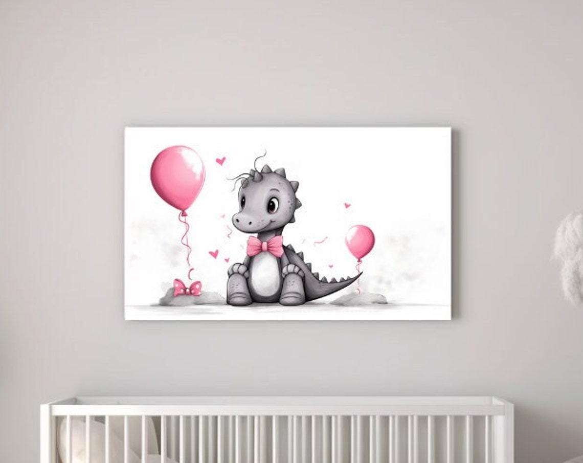Dinosaur Baby Girl Nursery Wall Art Nursery Decor Animal Girls Kids Decor Animal Prints Girls Nursery Gift