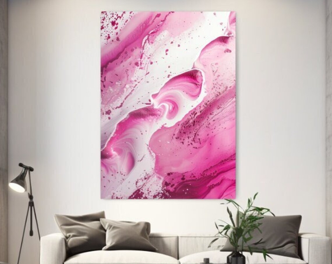 Pink And White Marble Ink Swirl Fluid Abstract Dreamy Soft Silk Poster