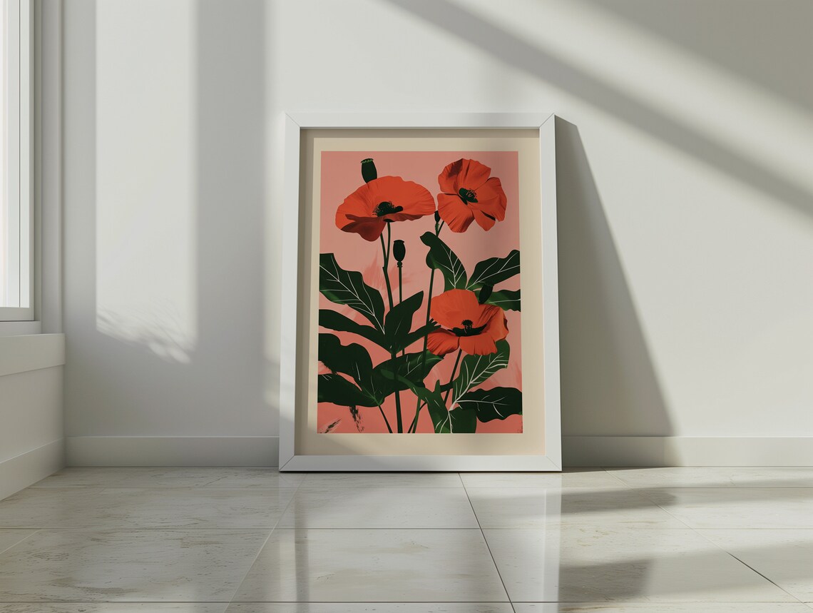 August Birth Flower Poppies Botanical Art Print - Image 3