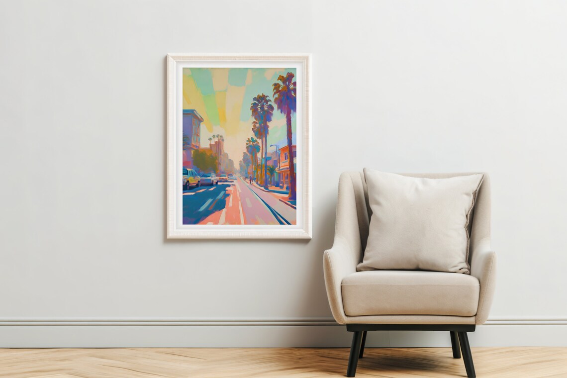 Santa Monica Coastal Street Art Print, Preppy Beach House Decor - Image 3