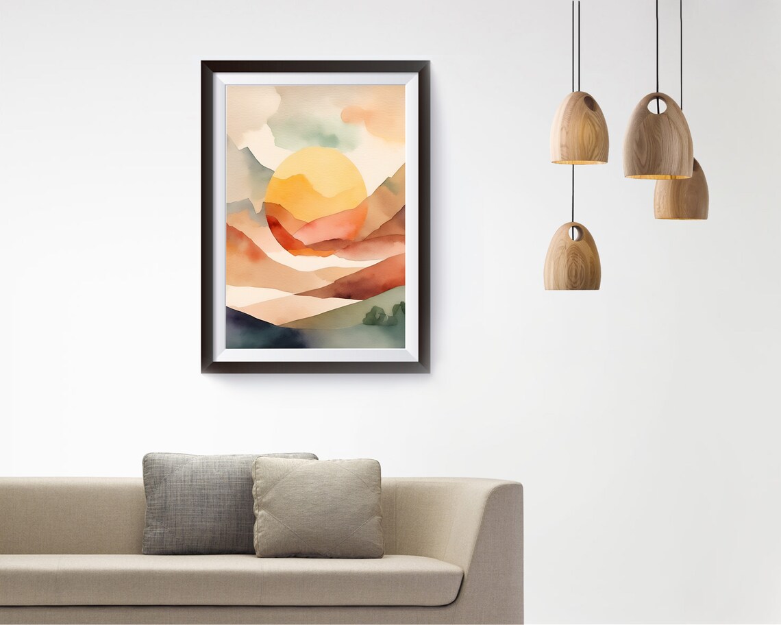 Minimalist Boho Sunrise Landscape Poster, Zen Decor - Image 3