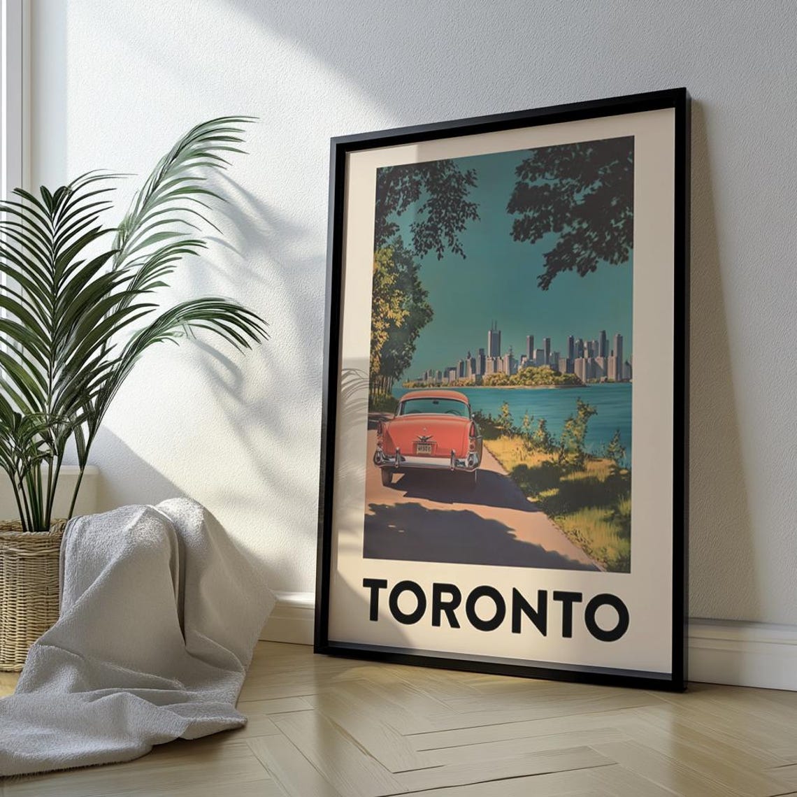 Toronto Vintage Travel Poster Classic Car Skyline Waterfront View - Image 4
