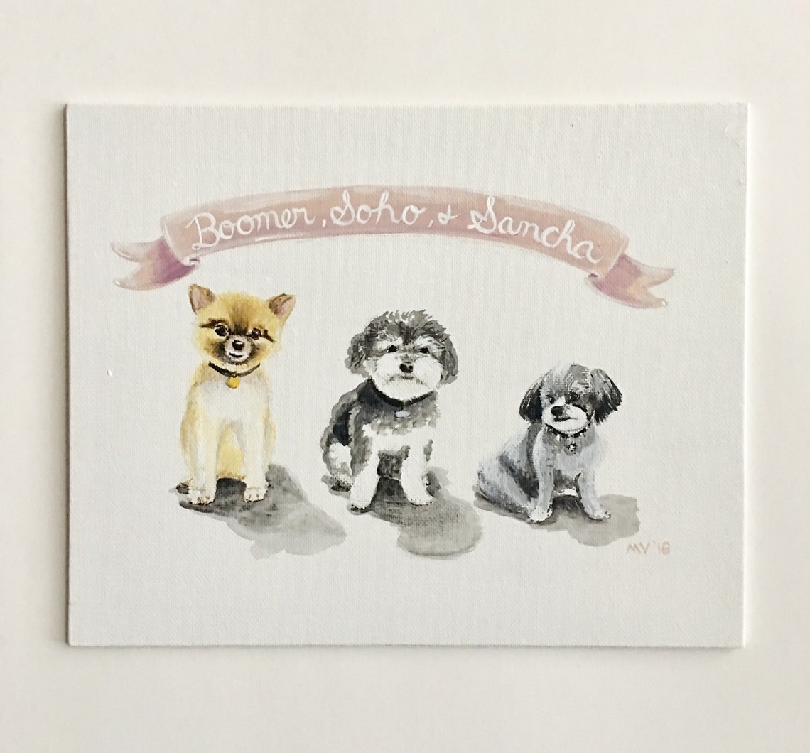 Boomer Soho Sancha Three Dogs Custom Pet Portrait Banner Poster