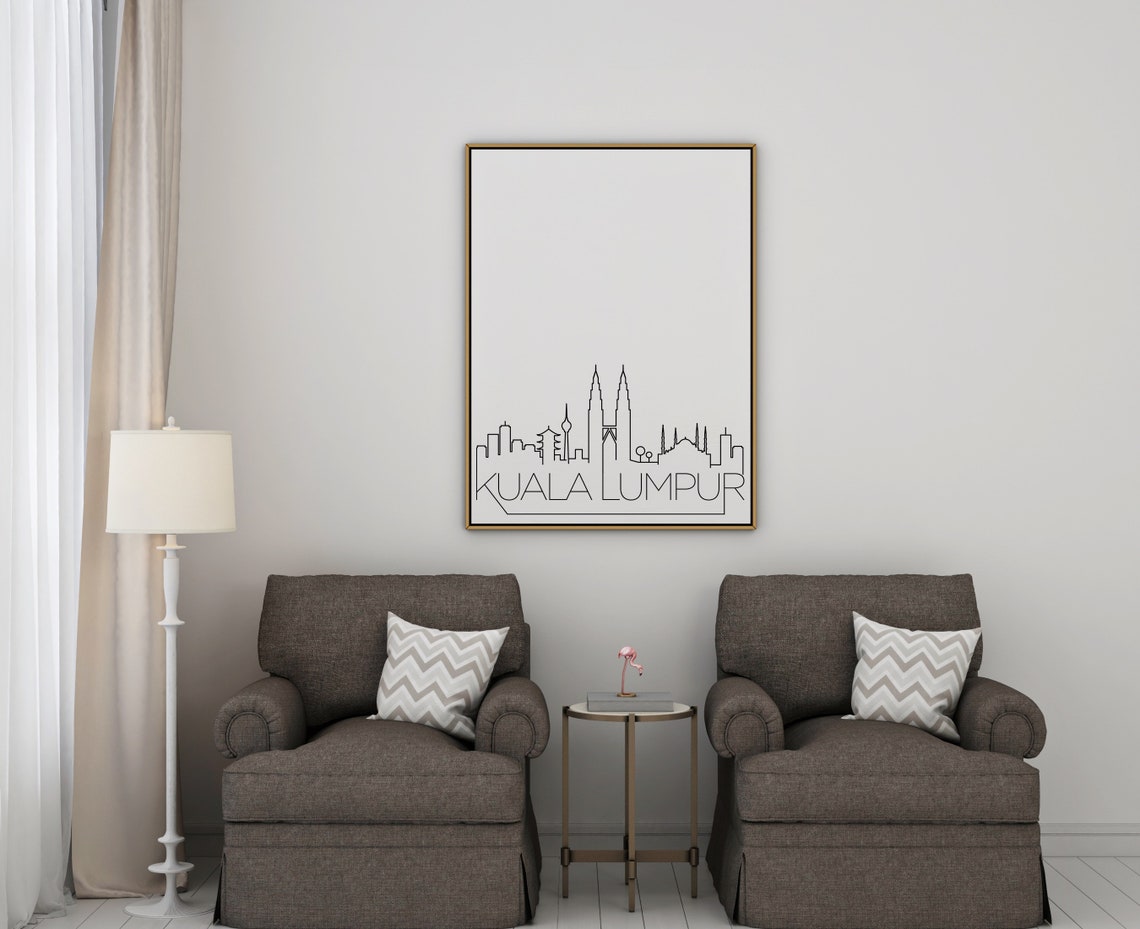 Kuala Lumpur Petronas Twin Towers Minimalist Skyline Line Art Poster - Image 3