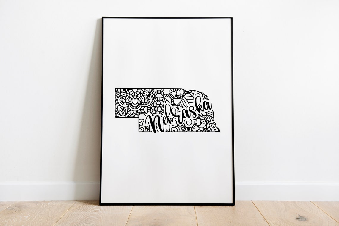 Nebraska Mandala State Map Zentangle Outline Minimalist Wall Art - Image 2