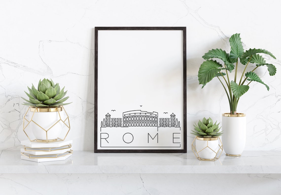 Rome Italy Colosseum Ancient Minimalist Skyline Line Art Poster - Image 2