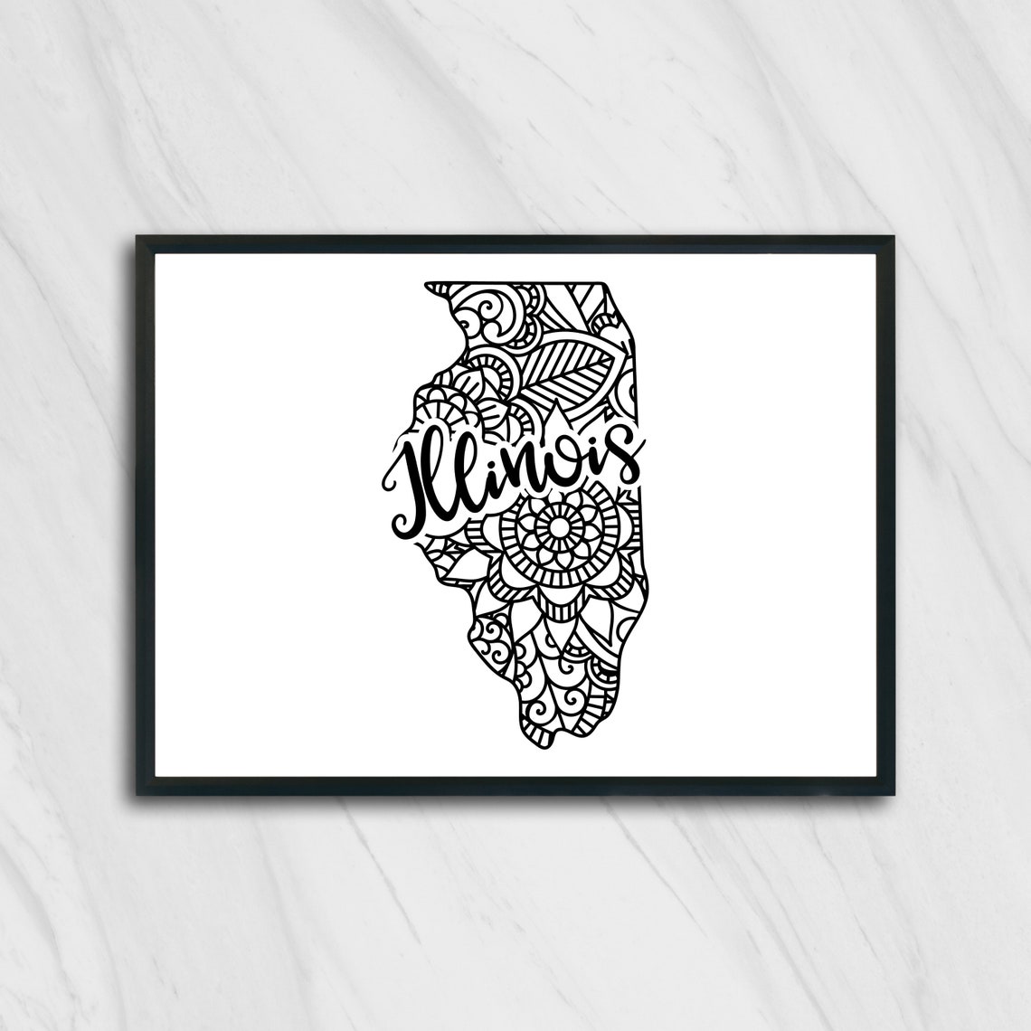 Illinois Mandala State Map Zentangle Outline Minimalist Wall Art - Image 2