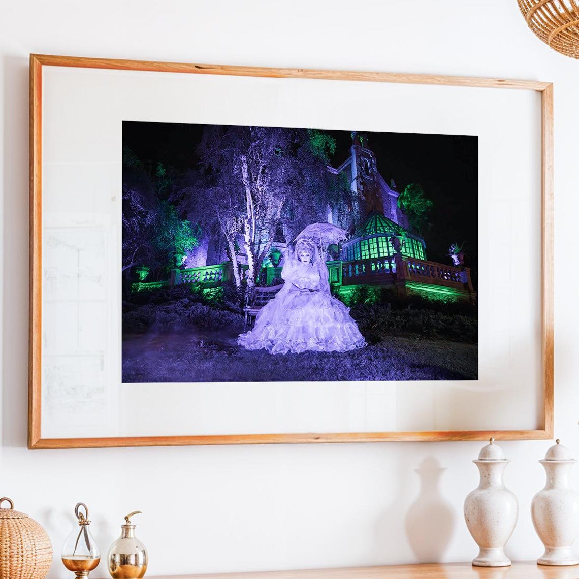 Haunted Mansion Night Photo Magic Kingdom Halloween Bride Ghost Poster