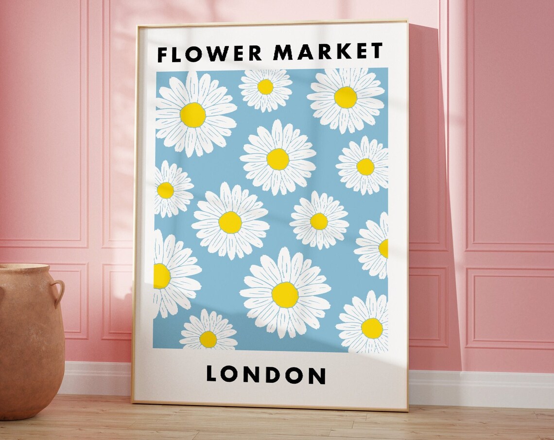 Flower Market London Poster, Boho Home Decor