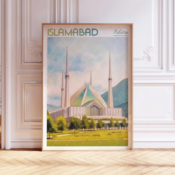 Islamabad Watercolor Art Print City Pakistan Travel Poster World Cities Wall Pastel Colors