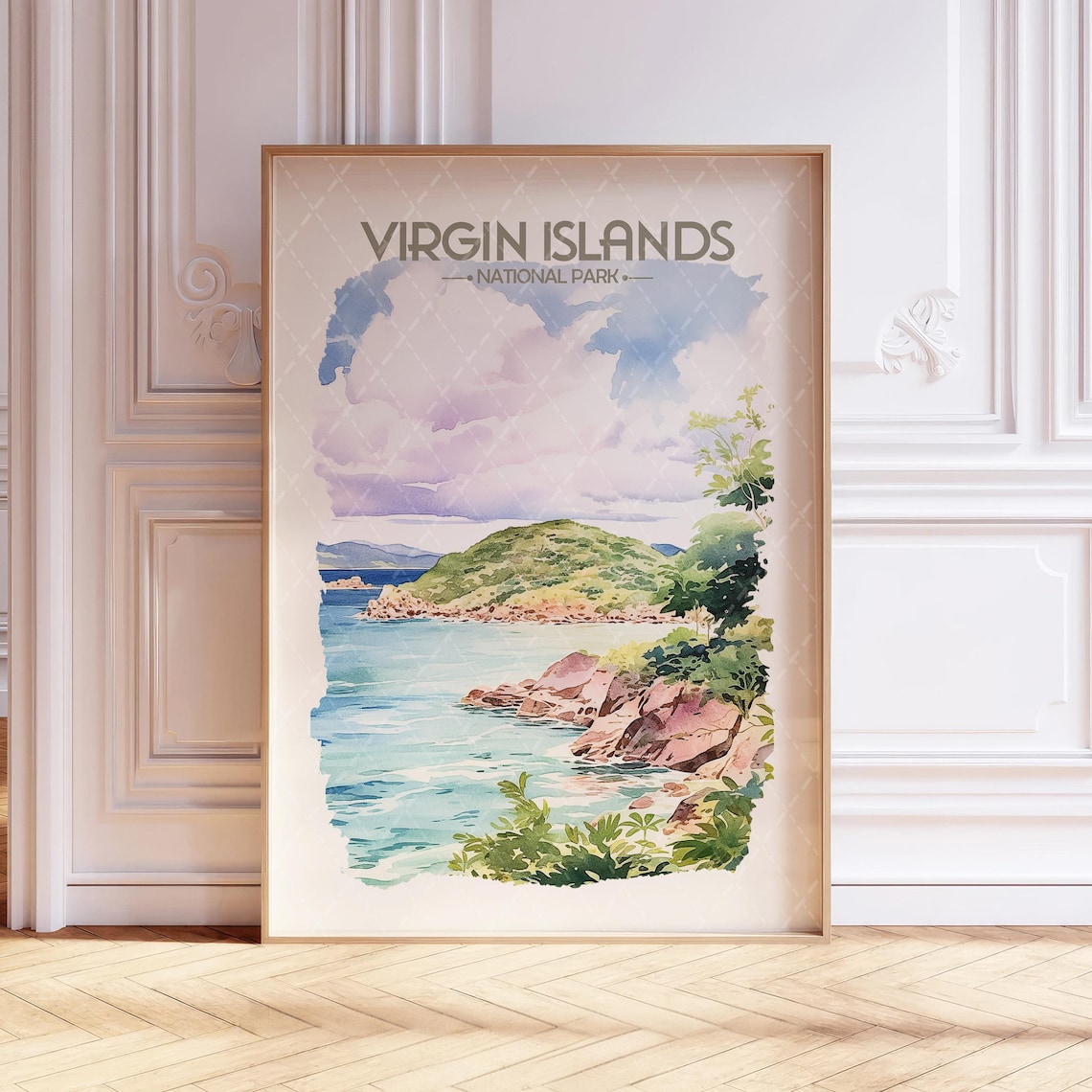 Virgin Islands National Park Tropical Coast Watercolor Poster