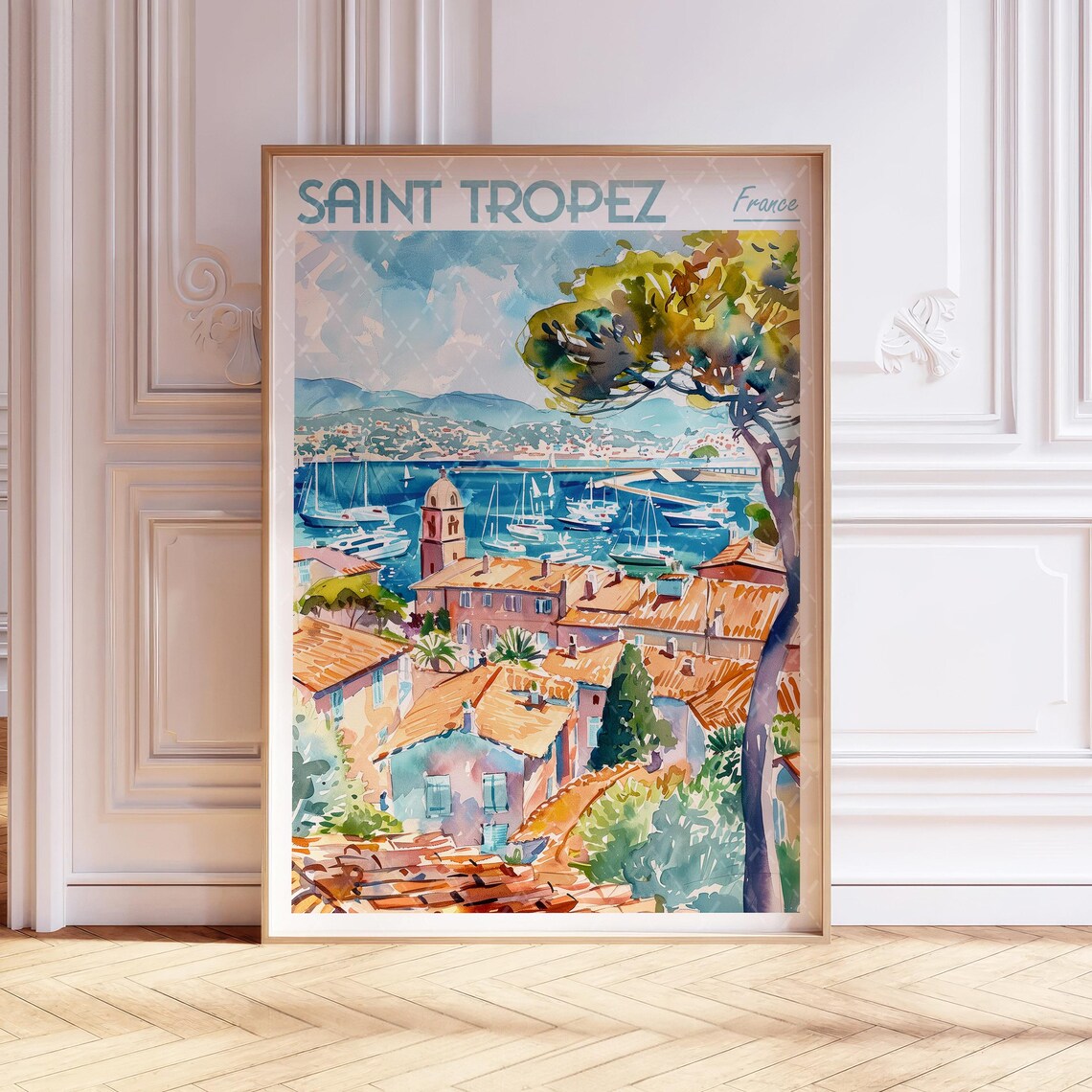 Saint Tropez Watercolor Travel Poster, France City